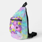 ROZE BLAUW GROEN PAARSE BLOEMEN EN OMBRE SLING BAG (Rechterhoek)