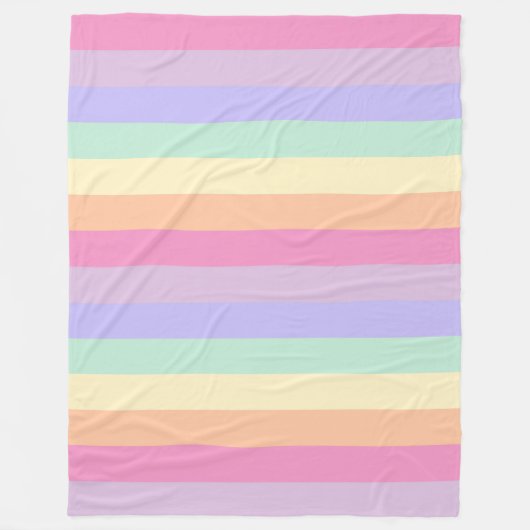 Roze Blauw Groen Paarse Geel Sinaasappel Gestreept Fleece Deken (Voorkant)
