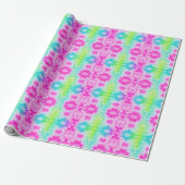 Roze Blauw & Groen Tie Dye Wrapping Papier (Uitgerold)