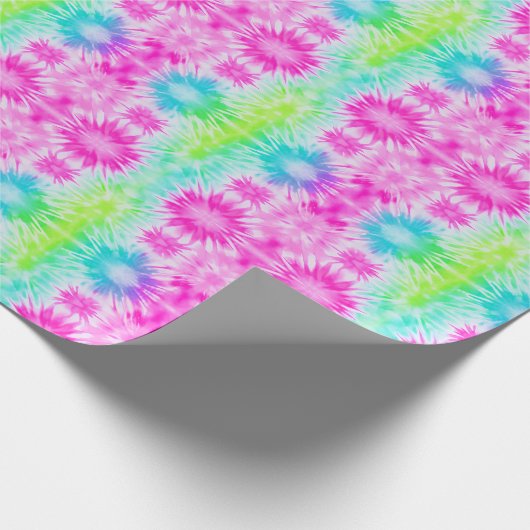 Roze Blauw & Groen Tie Dye Wrapping Papier (Hoek)