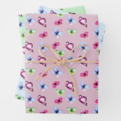 Roze Blauw Groen Vlinder Baby shower Verjaardag Inpakpapier Vel (In situ)
