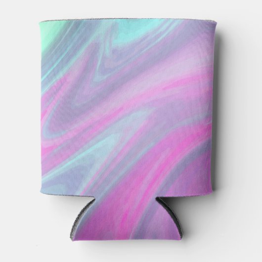 Roze Blauw Groen Waterverf Abstracte Kunst Blikjeskoeler (Voorkant)