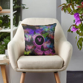 Roze Blauw Groen Zwart Vlinder fluistert Initiaal Kussen