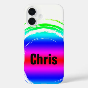 Roze Blauw Groene Cirkel Naam Sjabloon iPhone 16 Hoesje