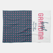 Roze Blauw hart Beste oma Moederdag Theedoek (Horizontaal)