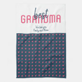 Roze Blauw hart Beste oma Moederdag Theedoek (Verticaal)