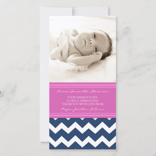 Roze Blauw Hartelijk dank Baby shower Fotokaarten Bedankkaart (Voorkant)