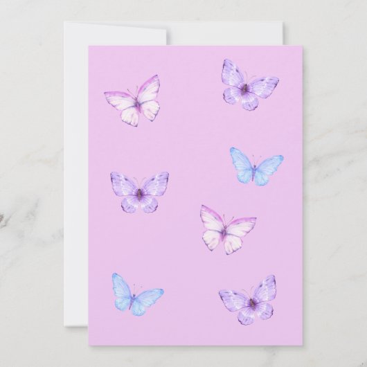 Roze Blauw Hij geeft me vlinders Vrijgezellenfeest Kaart (Achterkant)