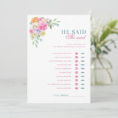 Roze & blauw Hij zei dat ze zei Vrijgezellenfeest Kaart (Staand voorkant)