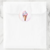 Roze Blauw Ice Cream Cone Verjaardagsfeest Ronde Sticker (Tas)