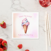Roze Blauw Ice Cream Cone Verjaardagsfeest Servet (Insitu)