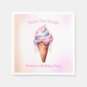 Roze Blauw Ice Cream Cone Verjaardagsfeest Servet