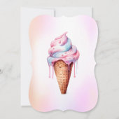 Roze Blauw Ice Cream Meisje Verjaardagsfeest Kaart (Achterkant)
