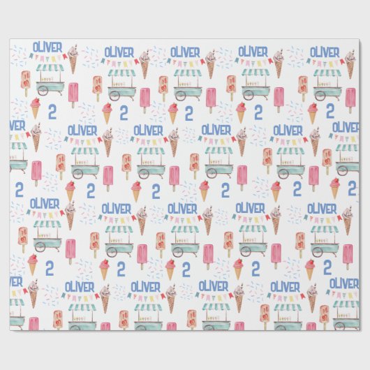 Roze blauw ijs cadeaupapier (Vlak)