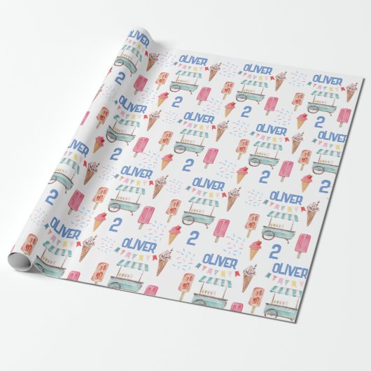 Roze blauw ijs cadeaupapier (Uitgerold)