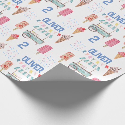 Roze blauw ijs cadeaupapier (Hoek)