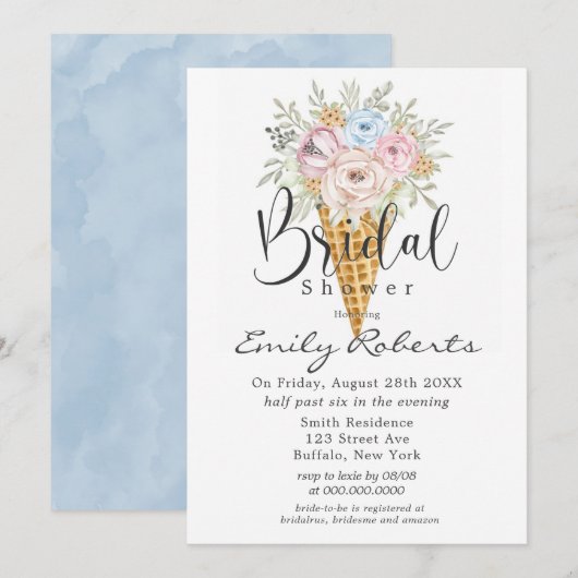 Roze blauw-ijs-Vrijgezellenfeest met klonen uitnod Kaart (Voorkant / Achterkant)