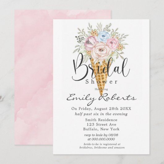 Roze blauw-ijs-Vrijgezellenfeest met klonen uitnod Kaart (Voorkant / Achterkant)