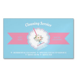 Roze Blauw Janitorial Huishoudelijke Schoonmaak Magnetisch Visitekaartje