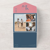 Roze & Blauw Katoen Snoep Bruiloft | All In One Uitnodiging (Buitenkant)