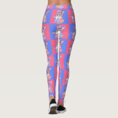 Roze Blauw Kawaii Schattige Geruite Konijnenkonijn Leggings (Achterkant)