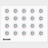 Roze blauw kerstrecker met schaars Baby shower Ronde Sticker (Vel)