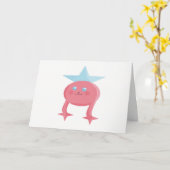 Roze blauw Kinder kunstontwerp Kaart (Gele Bloem)