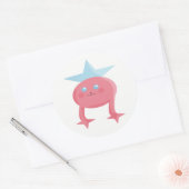 Roze blauw Kinder kunstontwerp Ronde Sticker (Envelop)