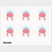 Roze blauw Kinder kunstontwerp Ronde Sticker (Vel)