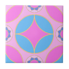 roze blauw - klassiek Deco-patroon Tegeltje