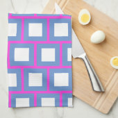 Roze Blauw Kleurrijke Vierkanten Modern 4Sascha Theedoek (Quarter Fold)