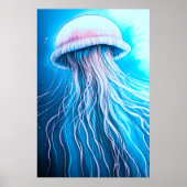 Roze Blauw Krijt Tekening Kwallen Poster (Voorkant)