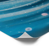 Roze Blauw Krijt Tekening Vis Poster (Hoek)