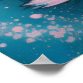 Roze Blauw Krijt Tekening Vis VI Poster (Hoek)