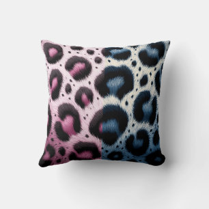 Roze & Blauw Leopard Bont Dierenprint Vlekken Kussen