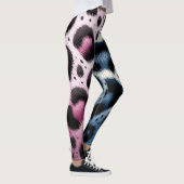 Roze & Blauw Leopard Bont Dierenprint Vlekken Leggings (Rechts)