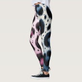 Roze & Blauw Leopard Bont Dierenprint Vlekken Leggings (Links)