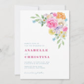 Roze Blauw Lila Waterverf Bloemen Levendige Bruilo Kaart (Voorkant)