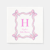 Roze Blauw Lint Bow Lijst Gepersonaliseerde Servet (Voorkant)