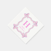 Roze Blauw Lint Bow Lijst Gepersonaliseerde Servet (Hoek)