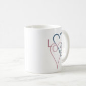 Roze & Blauw Loveheart Design Koffiemok (Voorkant rechts)