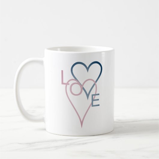 Roze & Blauw Loveheart Design Koffiemok (Links)