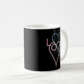 Roze & Blauw Loveheart Design Koffiemok (Voorkant rechts)
