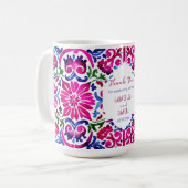 Roze blauw Majolica Spaans Mexicaans tegel gunst c Koffiemok (Voorkant links)