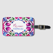 Roze blauw Mexicaans Spaans Talavera tegels Bagagelabel (Voorkant (horizontaal))