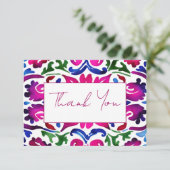 Roze blauw Mexicaans Talavera tegels bruiloft dank Bedankkaart (Staand voorkant)