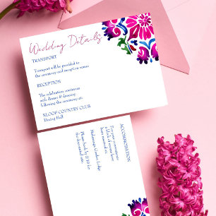 Roze blauw Mexicaans Talavera tegels bruiloft deta Informatiekaartje