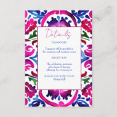 Roze blauw Mexicaans Talavera tegels bruiloft deta Informatiekaartje (Voorkant)