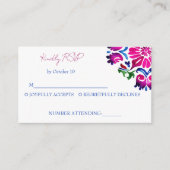 Roze blauw Mexicaans Talavera tegels bruiloft RSVP Informatiekaartje (Voorkant)