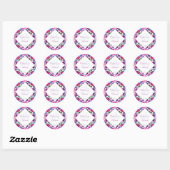 Roze blauw Mexicaans Talavera tegels bruiloft sjab Ronde Sticker (Vel)